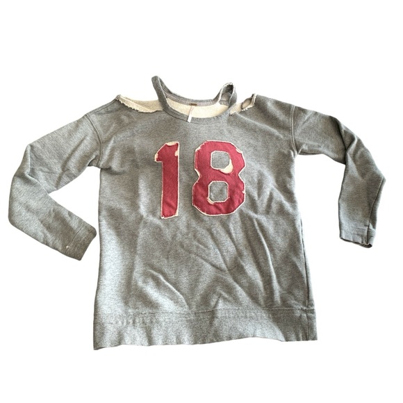 FREE PEOPLE Grey Sweatshirt French Terry Stadium 18 - Picture 2 of 5